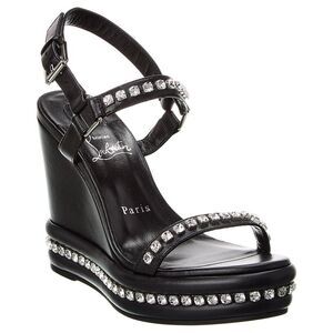 Christian Louboutin Pyrastrass 110 Leather Wedge Sandal, Black